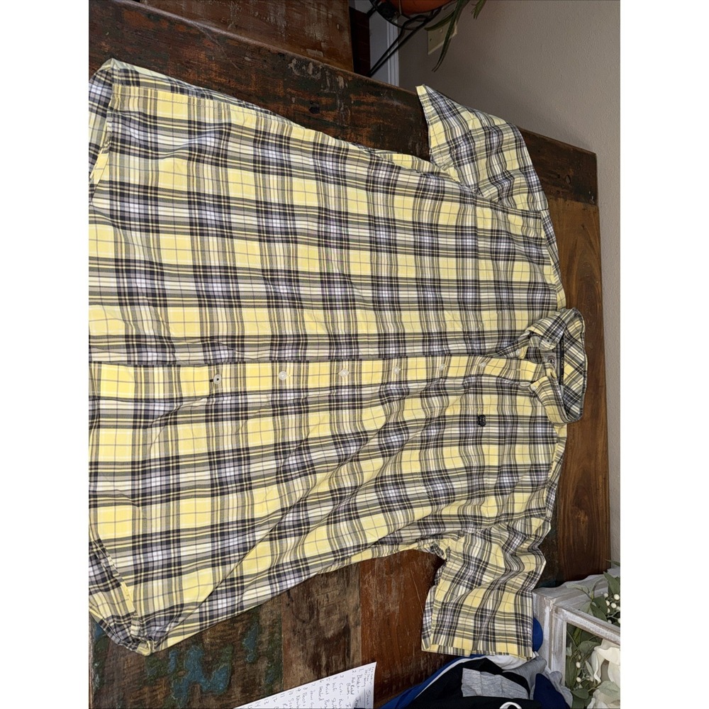 Cinch Western Short Sleeve Button Down Yellow Multi-Color Plaid  Shirt Size  L